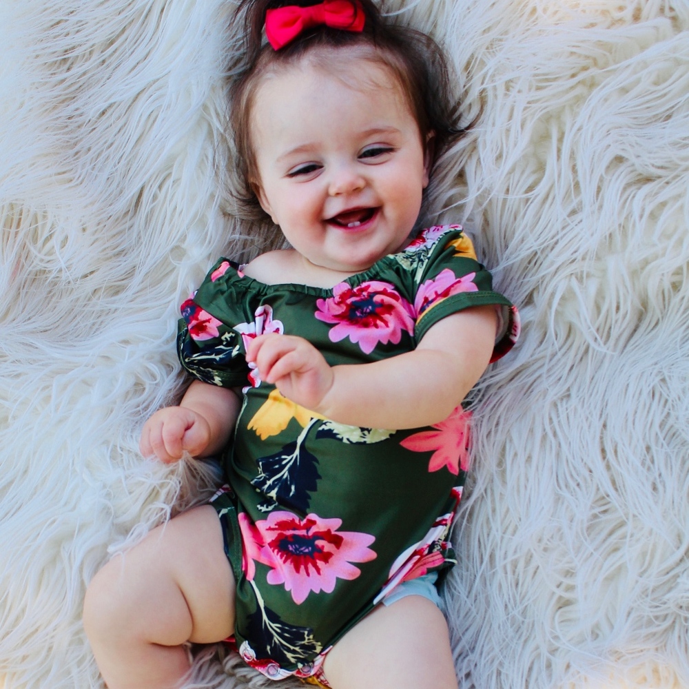Green Floral bodysuit with Legging socks